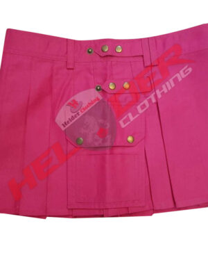 Pink Women Cargo Utility Kilts