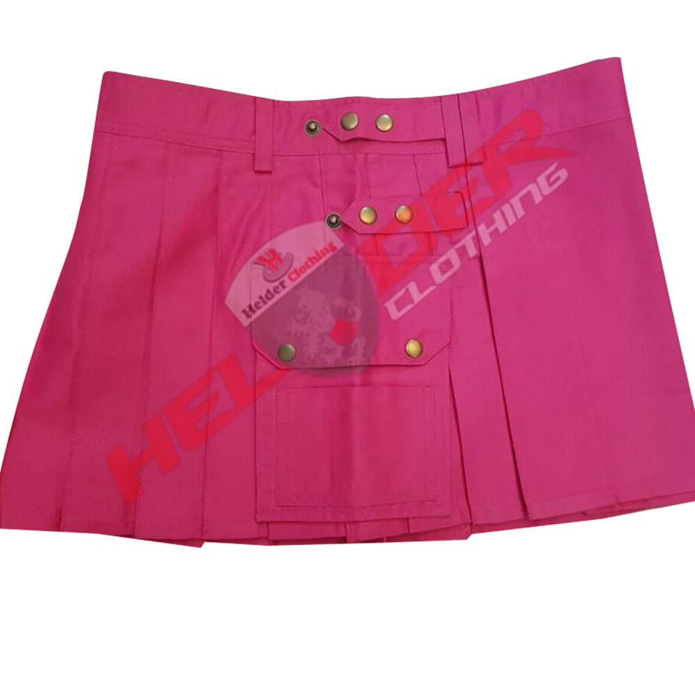 Pink Women Cargo Utility Kilts