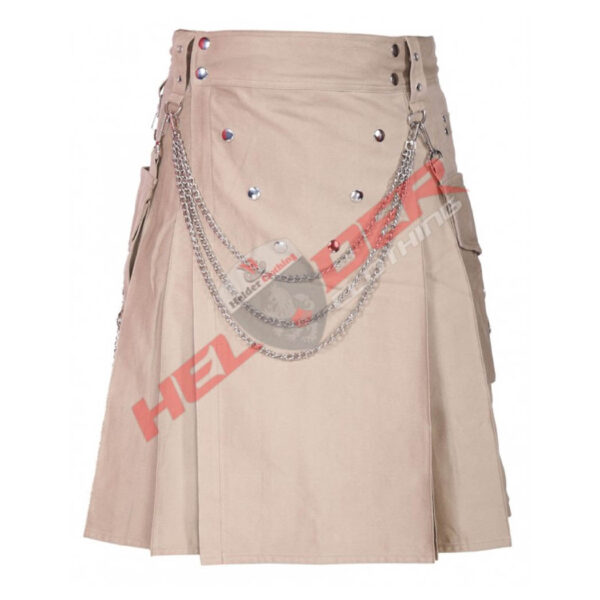 Khaki Chains Cargo Utility Kilt — image 1
