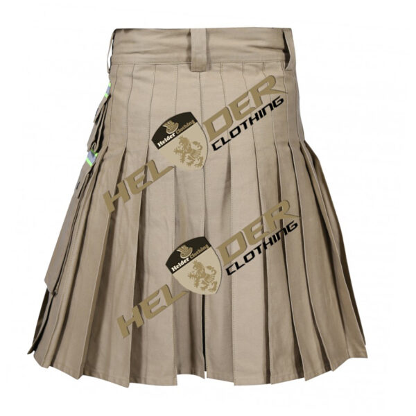 Khaki Firefighter 3 Buttons Cargo Utility Kilt — image 2