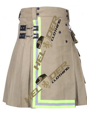 Khaki Firefighter 3 Buttons Cargo Utility Kilt
