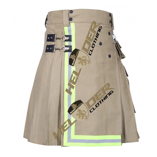 Khaki Firefighter 3 Buttons Cargo Utility Kilt — image 1