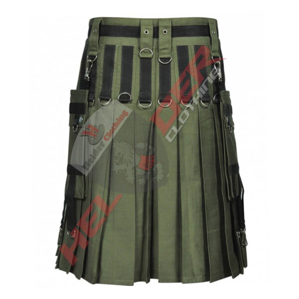 Olive Green Anwaar Cargo Utility Kilt — image 3