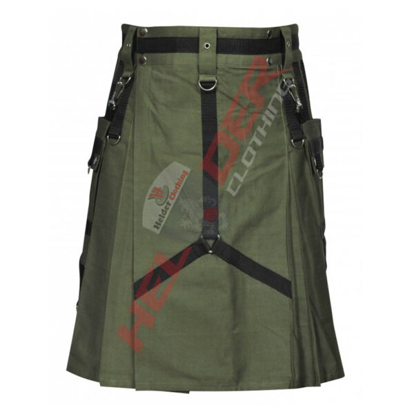 Olive Green Anwaar Cargo Utility Kilt — image 1