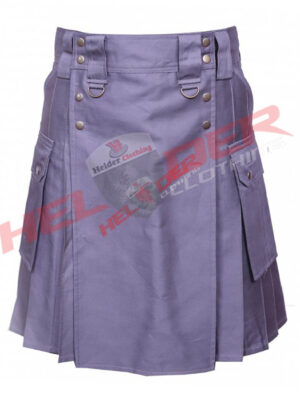 Purple 4 Pockets Detachable Apron Cargo Utility Kilt