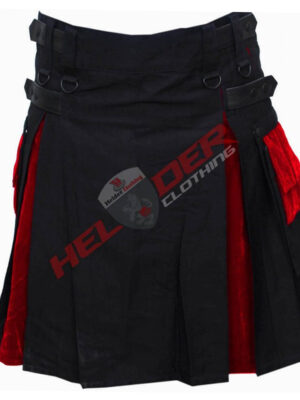 Burgundy Velvet Cargo Hybrid Utility Kilt