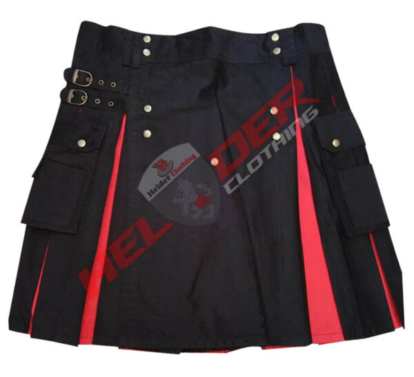 Black & Red Cargo Hybrid Utility Kilt