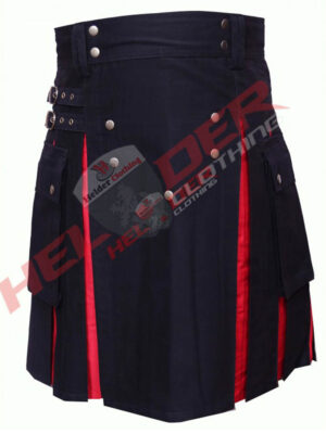 Black & Red Cargo Hybrid Utility Kilt