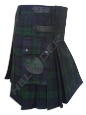 Black Watch Tartan Cargo Utility Kilt