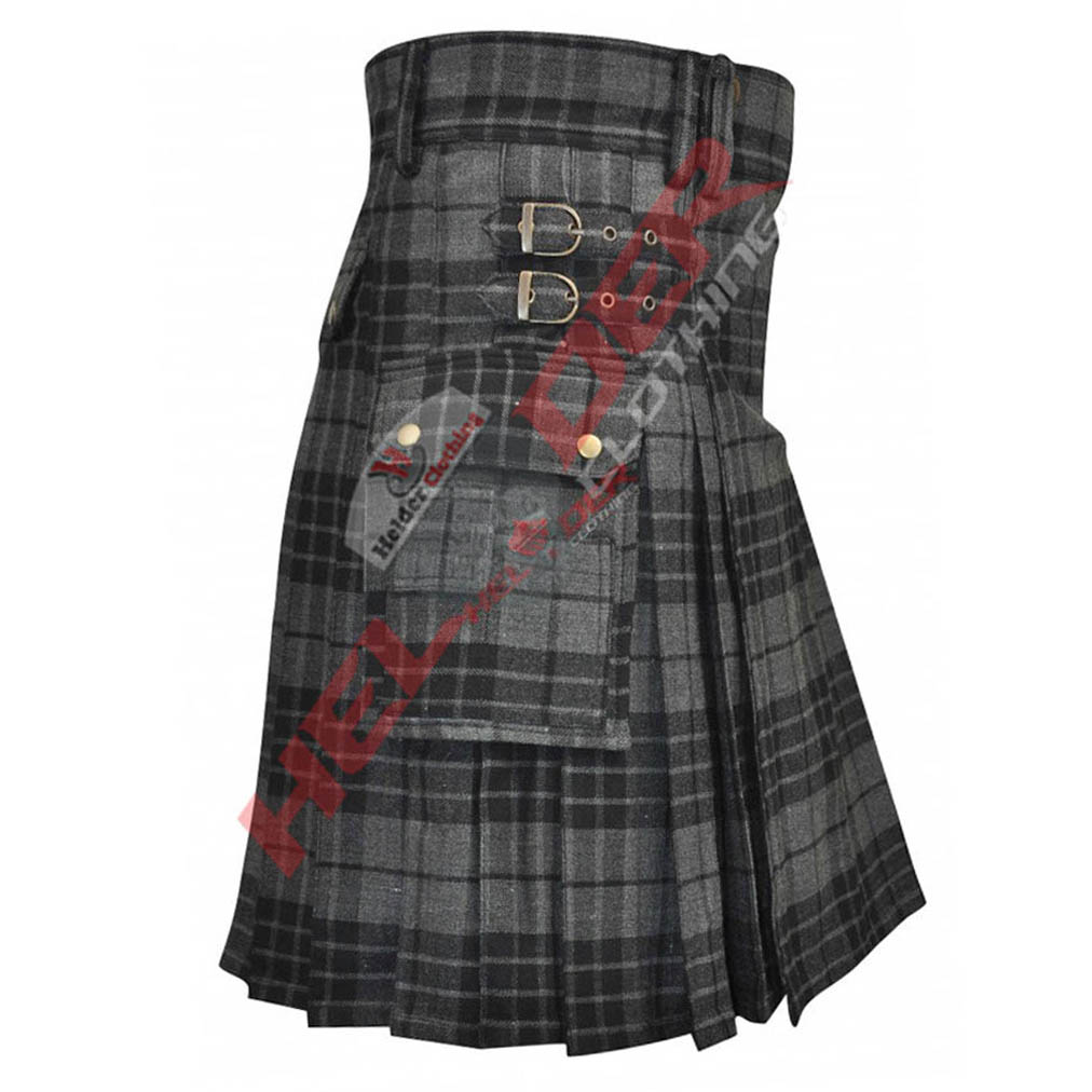 Grey Watch Tartan Cargo Utility Kilt