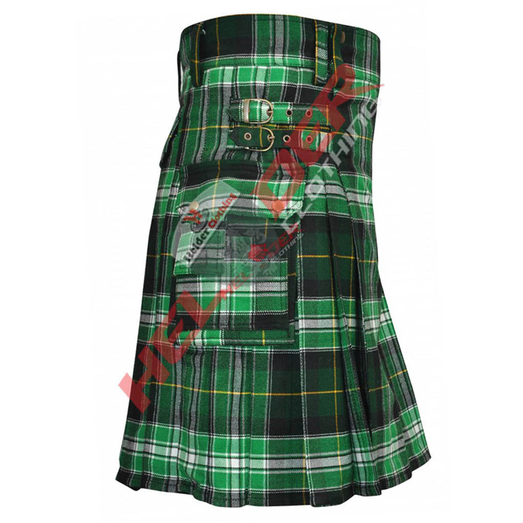 Irish Dark Tartan Cargo Utility Kilt