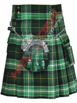 Irish Dark Tartan Cargo Utility Kilt