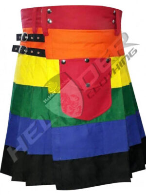 Rainbow Front Pocket Cargo Utility Kilt