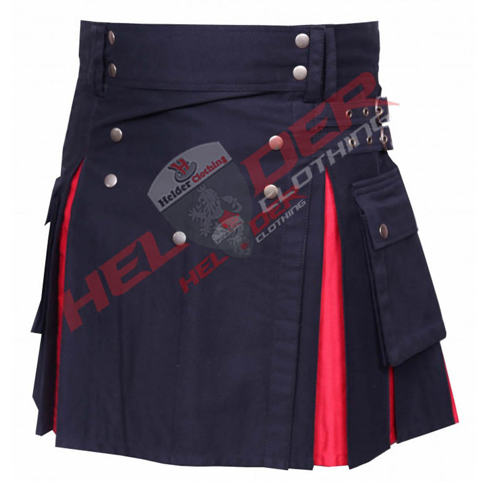 Women's Red Hybrid Cargo Utility Kilt