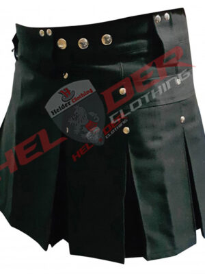 Black Cargo Women Utility Kilt
