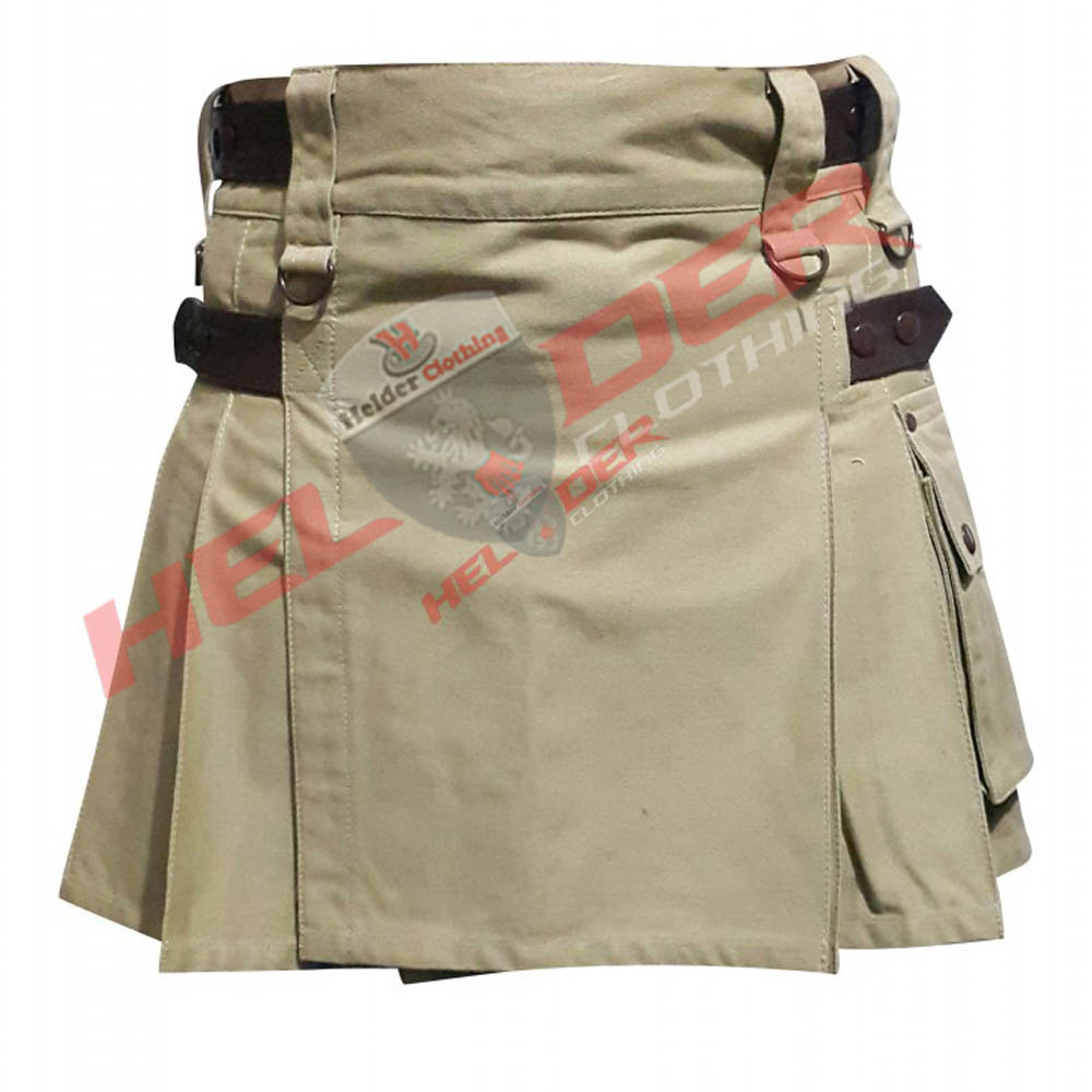 Leather Straps Women Cargo Utility Kilt