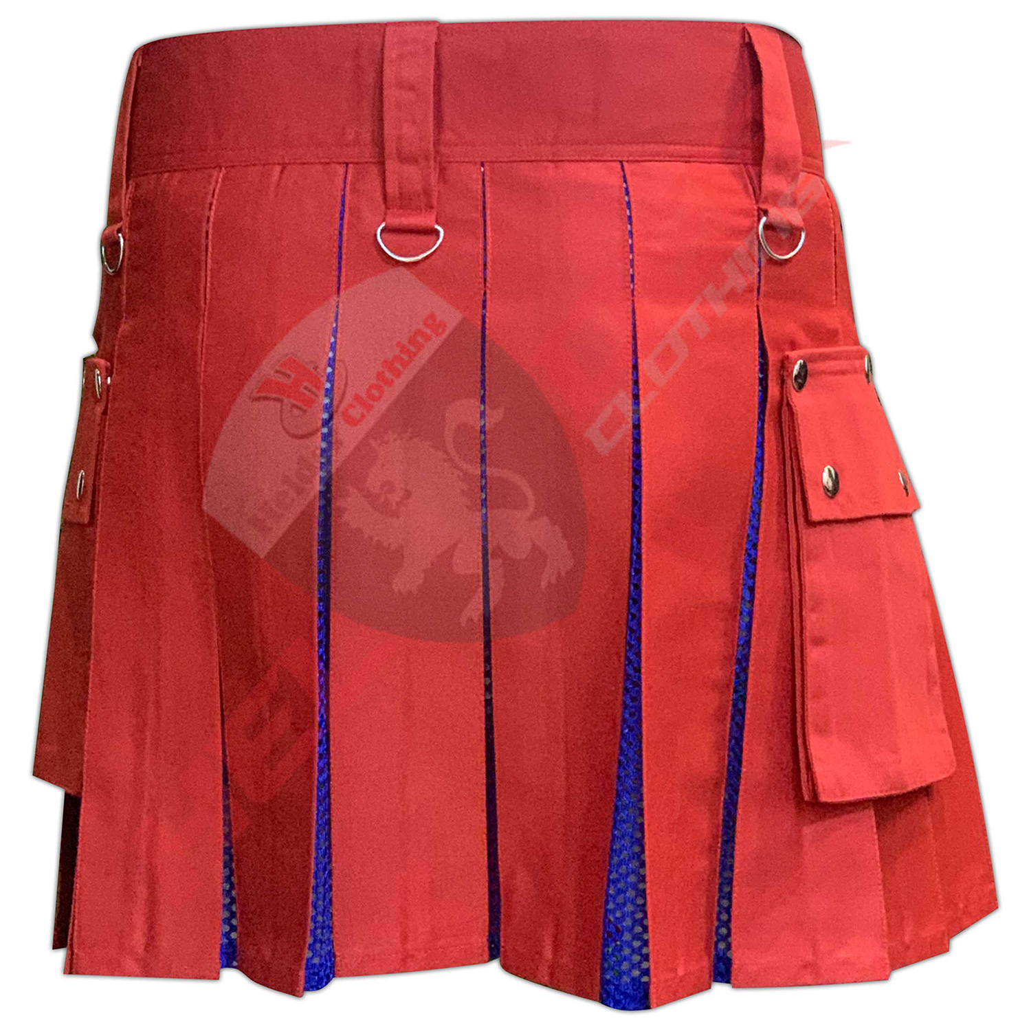 Red & Blue Hybrid Women Utility Kilt With Net Plates