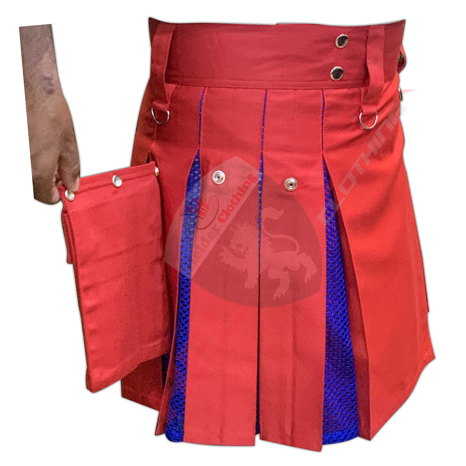 Red & Blue Hybrid Women Utility Kilt With Net Plates