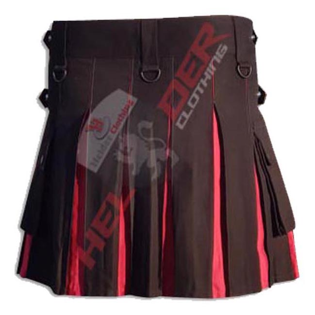 Women Hybrid Leather Straps Cargo Utility Kilt