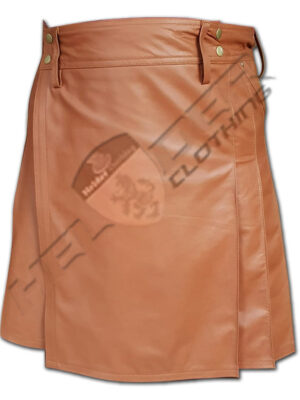 Brown Cowhide Leather Cargo Utility Kilt